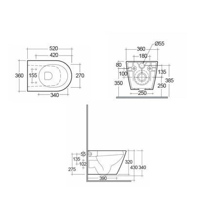 Λεκάνη Κρεμαστή Feeling White Matt Rimless  Rak Ceramics